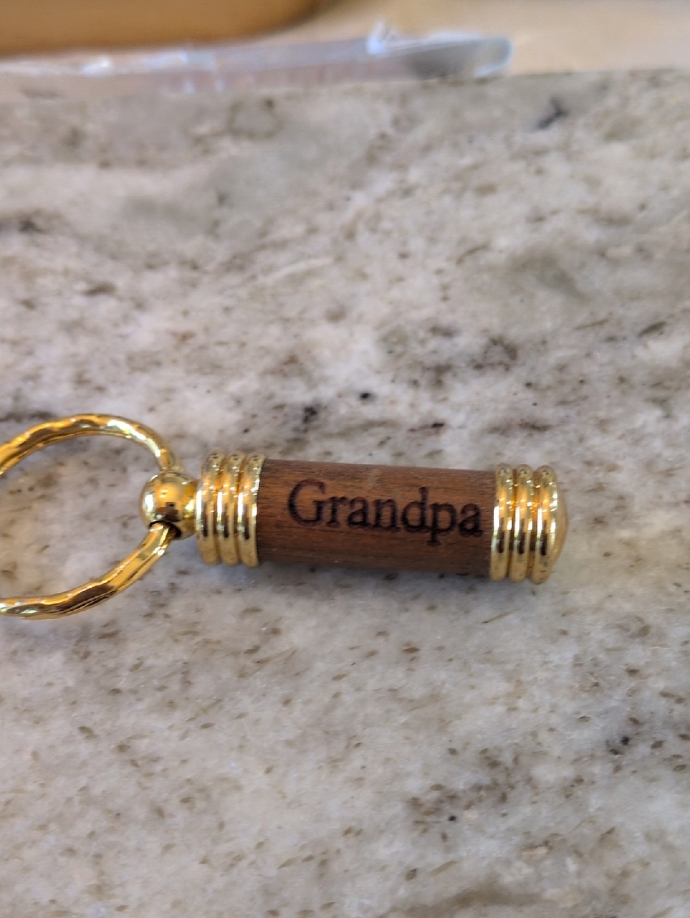 Grandpa Wood & Gold Keychain Key Holder